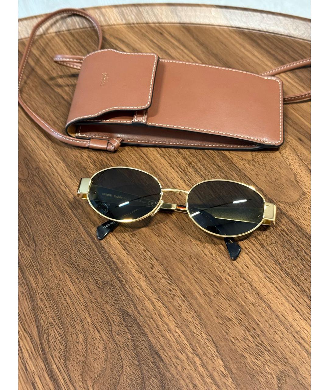 CELINE Золотые металлические солнцезащитные очки, фото 5