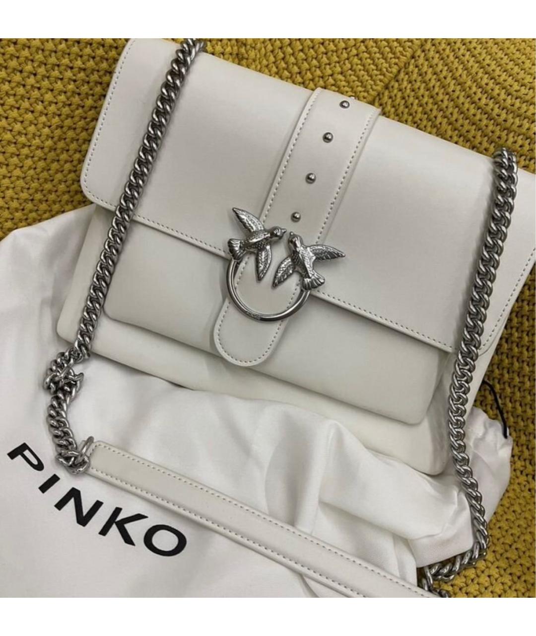 PINKO Бежевая кожаная сумка через плечо, фото 5