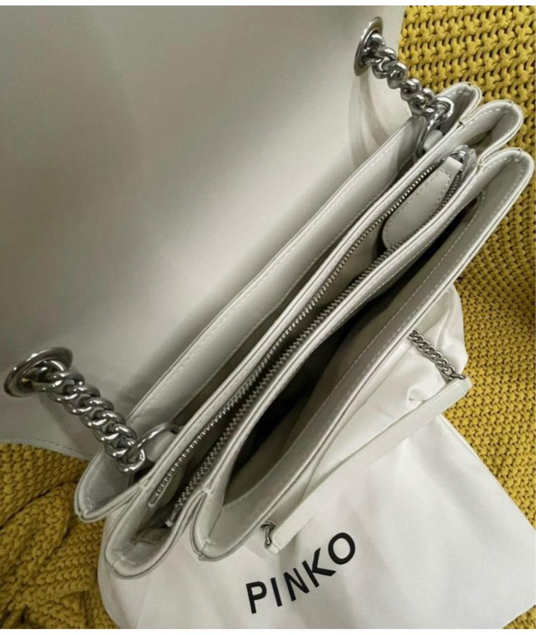 PINKO Бежевая кожаная сумка через плечо, фото 3