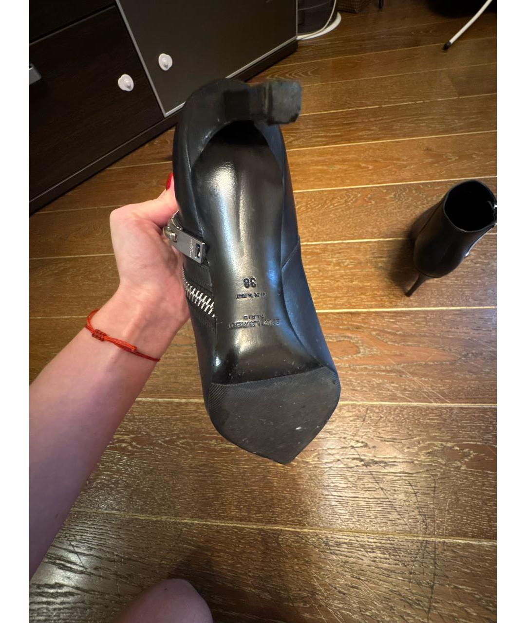 SAINT LAURENT Черные кожаные ботильоны, фото 6