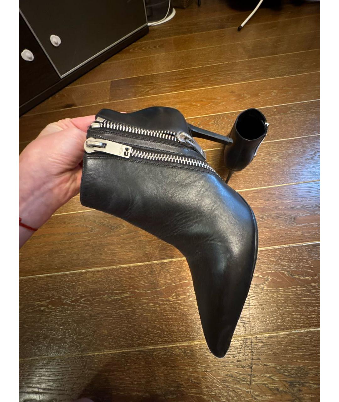 SAINT LAURENT Черные кожаные ботильоны, фото 5