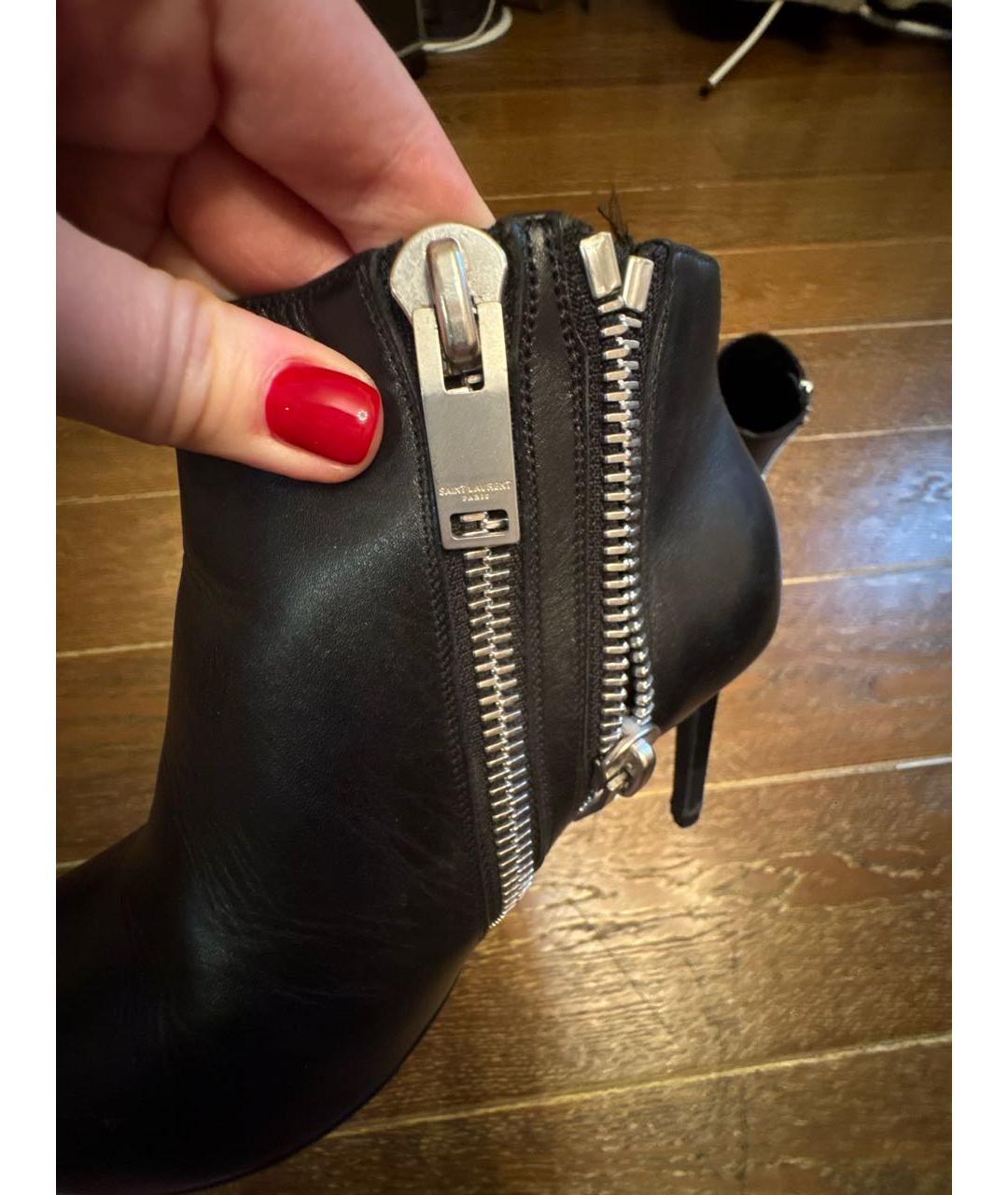 SAINT LAURENT Черные кожаные ботильоны, фото 7
