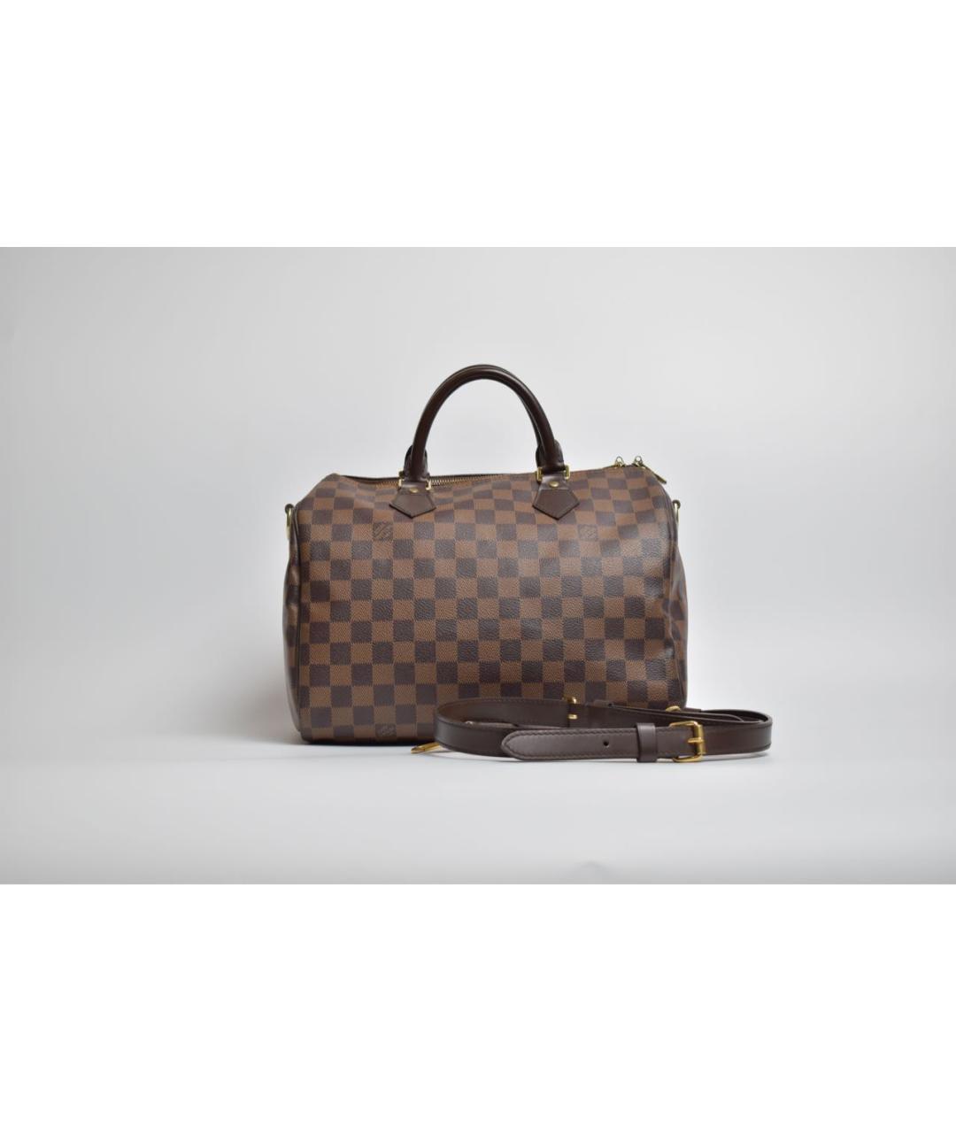 LOUIS VUITTON Коричневая кожаная сумка через плечо, фото 9