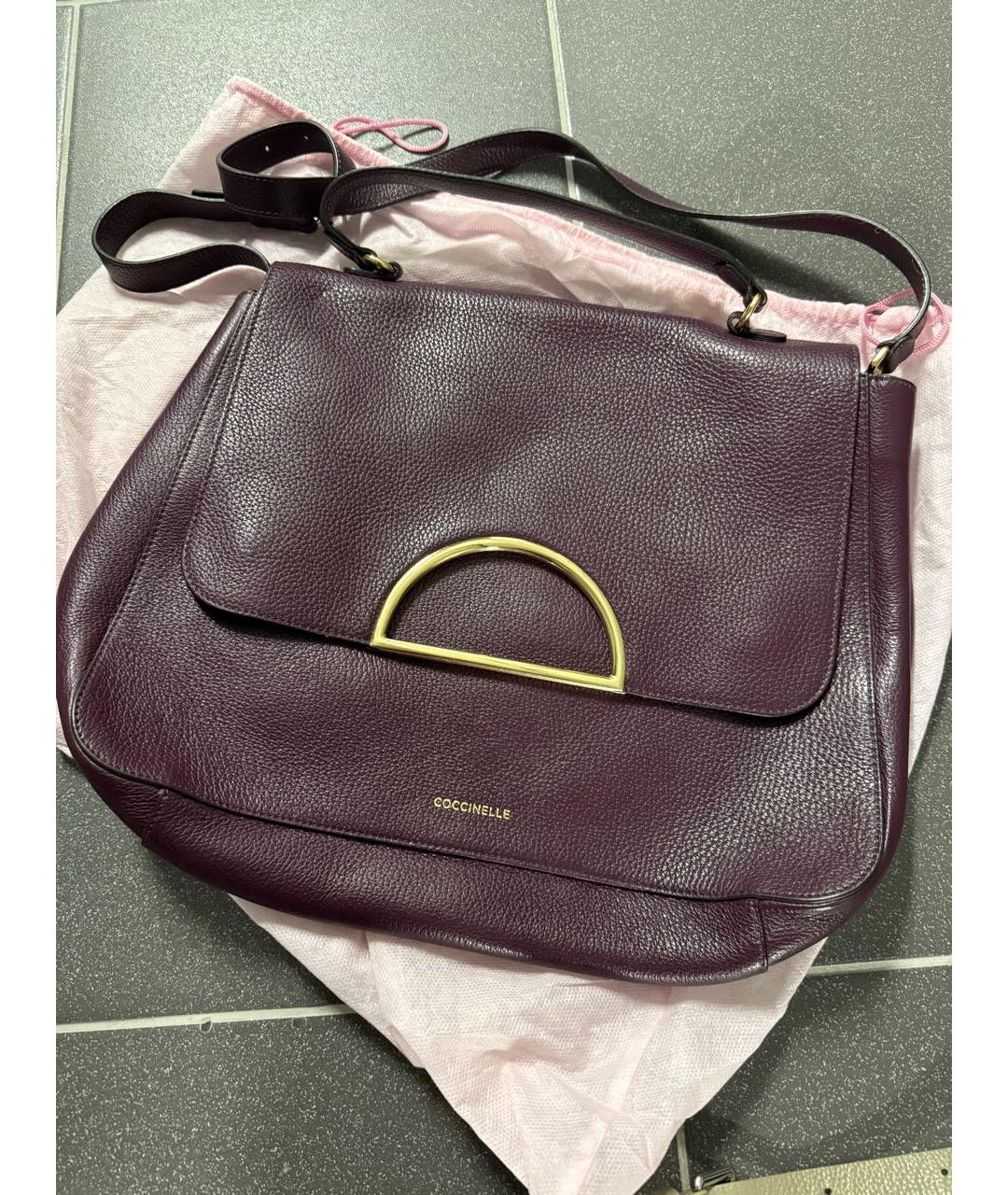 COCCINELLE Бордовая кожаная сумка через плечо, фото 3