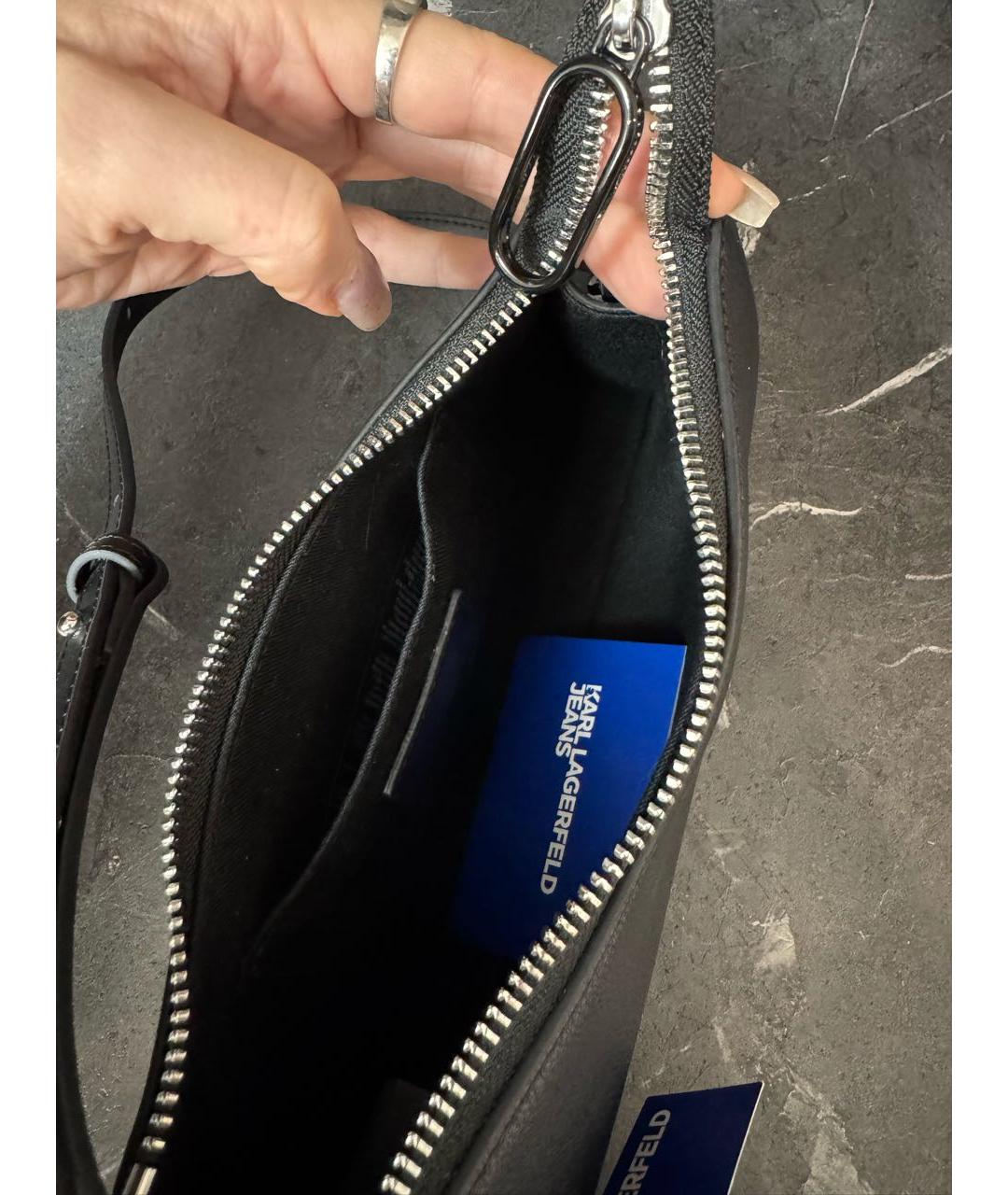 KARL LAGERFELD Черная сумка через плечо из искусственной кожи, фото 4