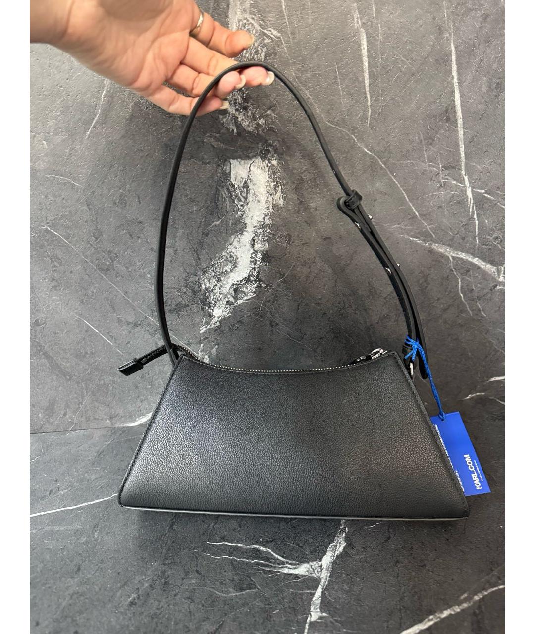KARL LAGERFELD Черная сумка через плечо из искусственной кожи, фото 3