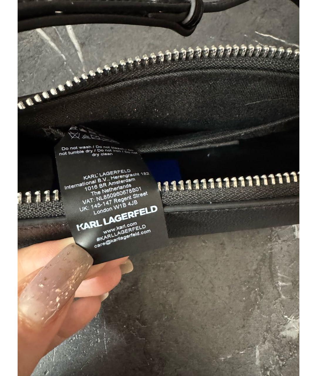 KARL LAGERFELD Черная сумка через плечо из искусственной кожи, фото 5