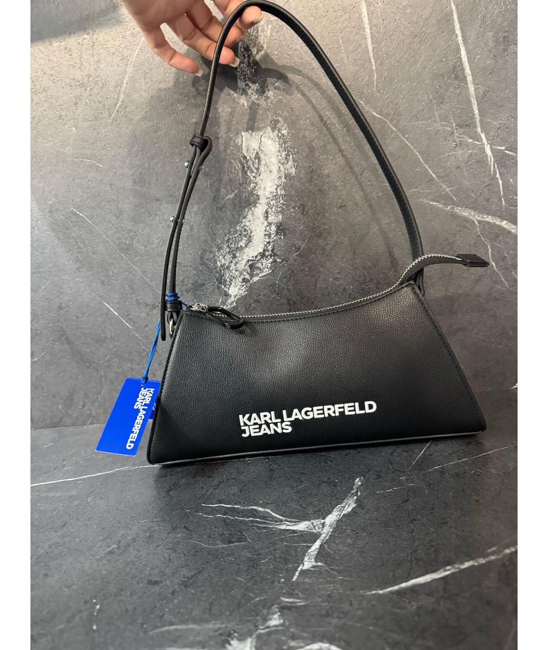KARL LAGERFELD Черная сумка через плечо из искусственной кожи, фото 8