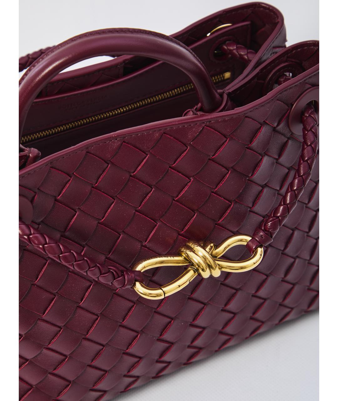 BOTTEGA VENETA Бордовая кожаная сумка тоут, фото 4