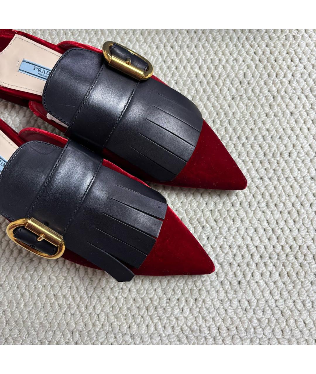 PRADA Красные бархатные мюли, фото 8