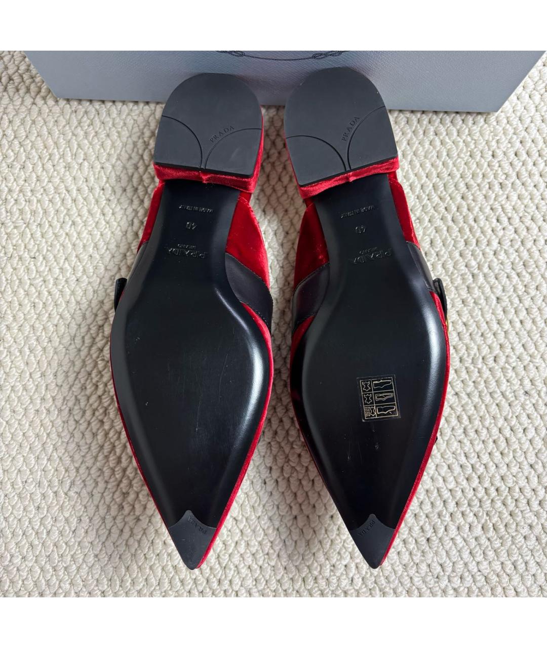 PRADA Красные бархатные мюли, фото 4