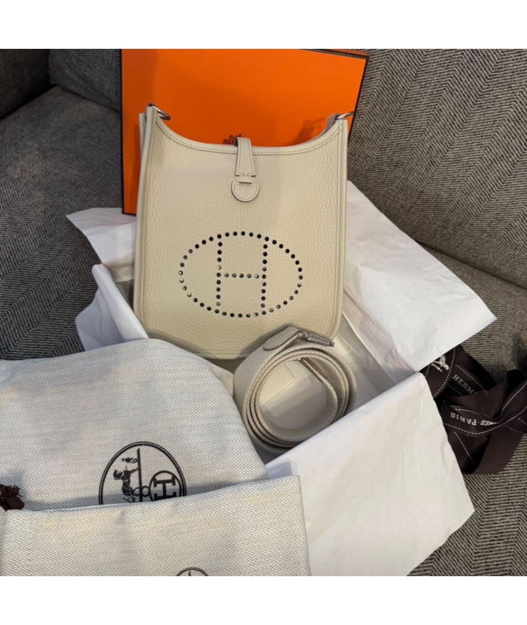 HERMES Бежевая кожаная сумка через плечо, фото 4