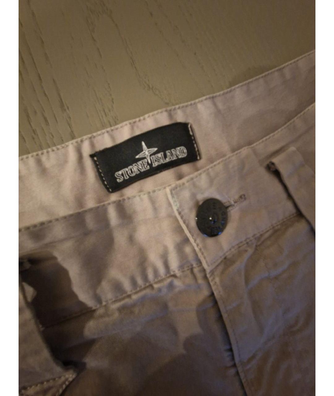 STONE ISLAND Серые хлопковые повседневные брюки, фото 3