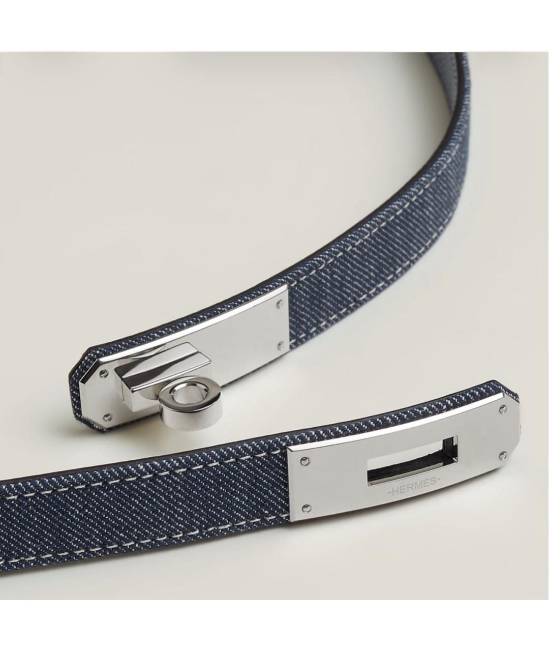 HERMES Темно-синий кожаный ремень, фото 2