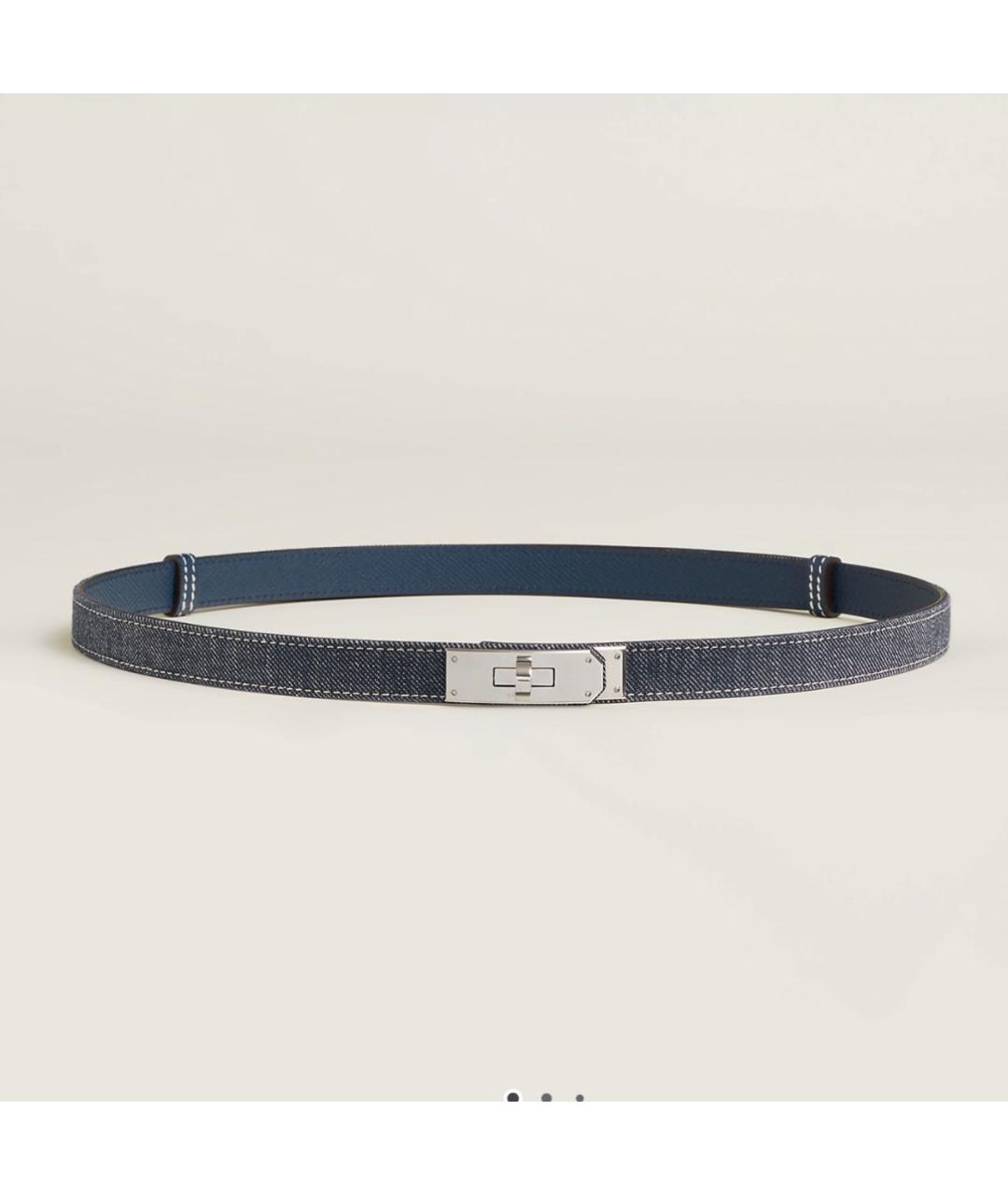 HERMES Темно-синий кожаный ремень, фото 5