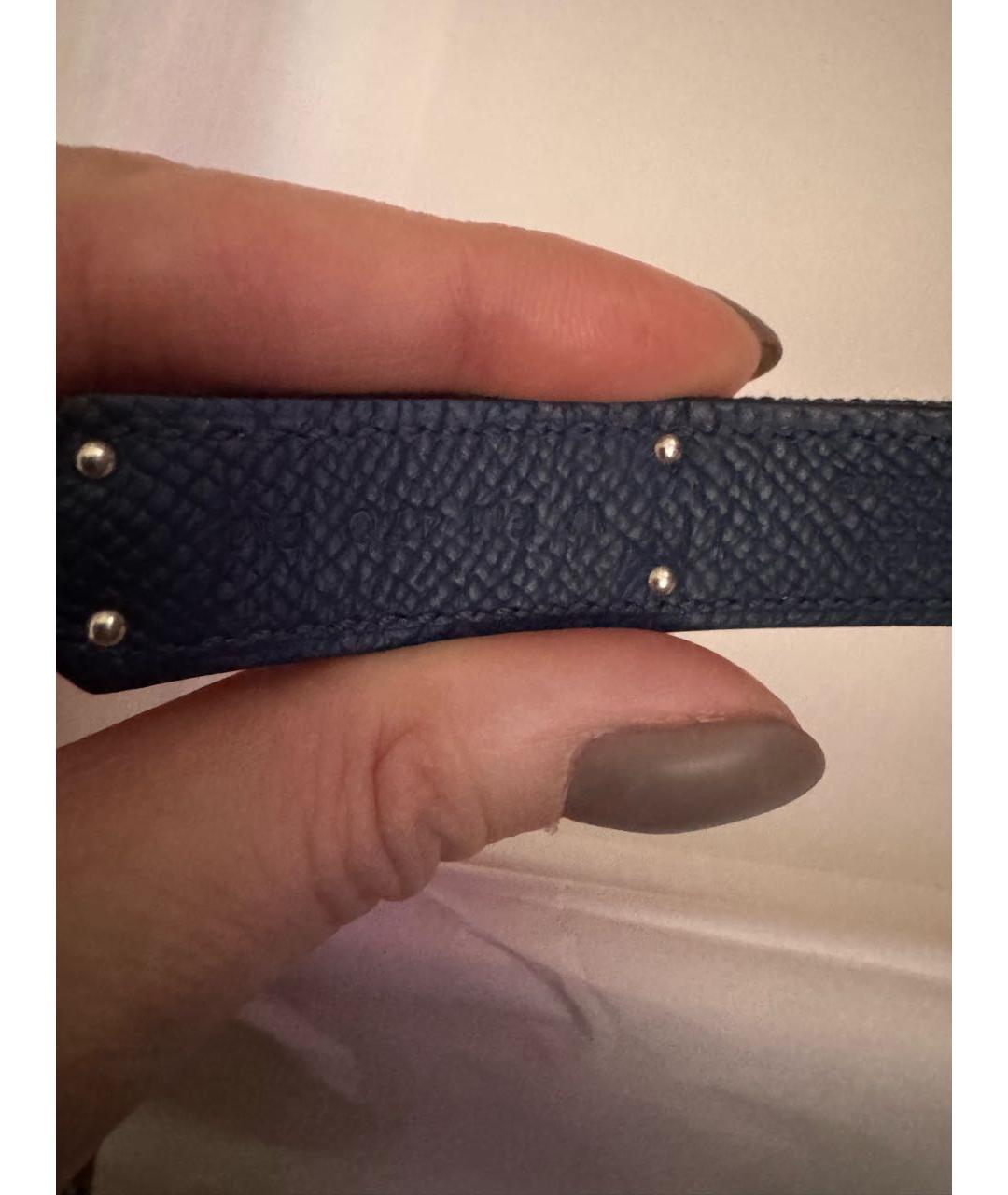 HERMES Темно-синий кожаный ремень, фото 3