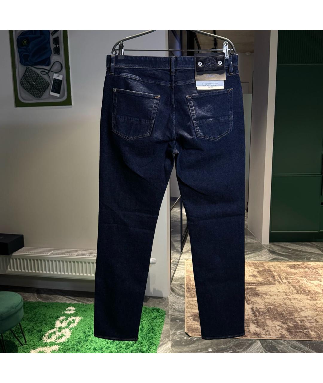 STONE ISLAND Темно-синие хлопковые джинсы, фото 3