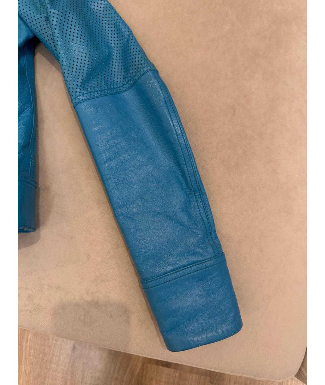 JEAN PAUL GAULTIER Бирюзовая кожаная куртка, фото 6