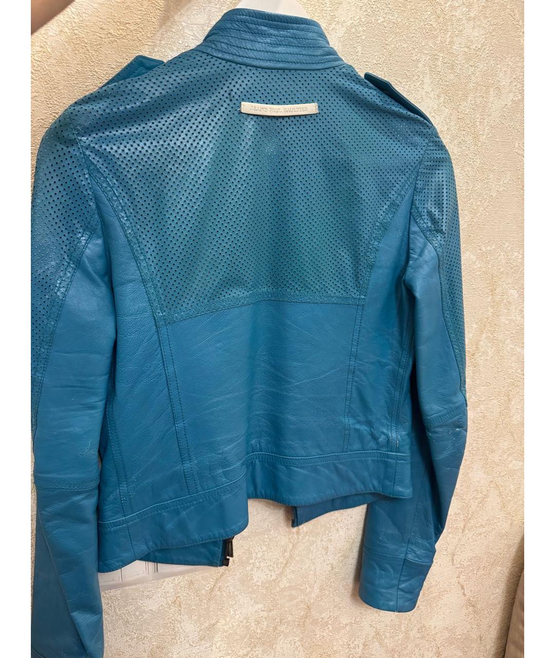 JEAN PAUL GAULTIER Бирюзовая кожаная куртка, фото 3