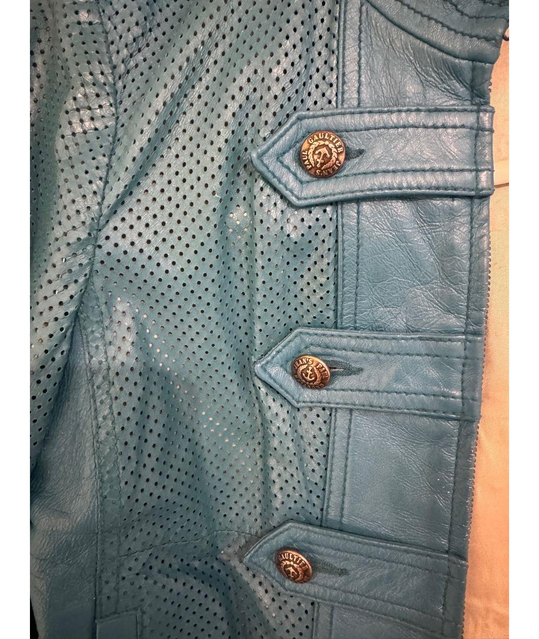 JEAN PAUL GAULTIER Бирюзовая кожаная куртка, фото 4