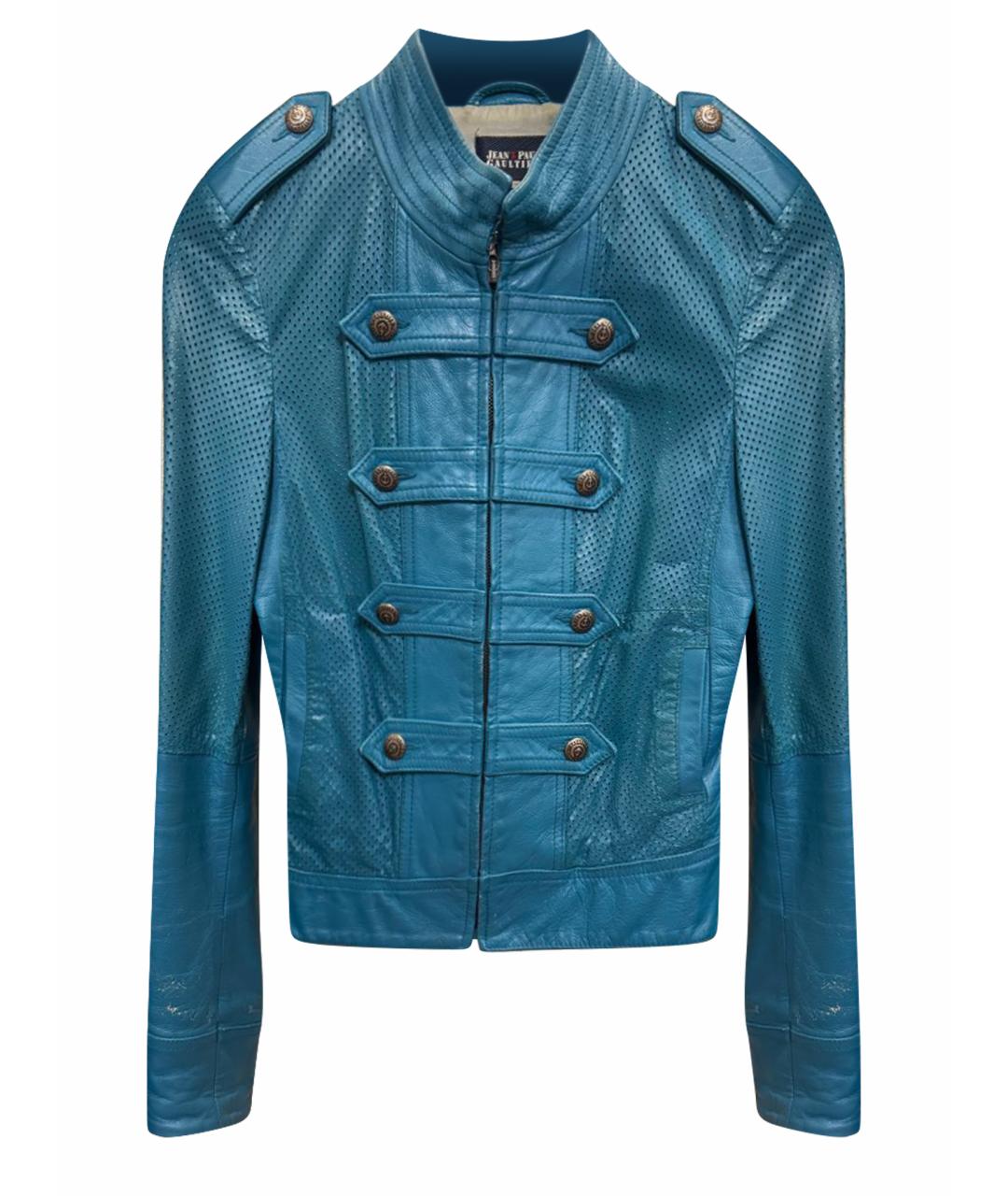 JEAN PAUL GAULTIER Бирюзовая кожаная куртка, фото 1