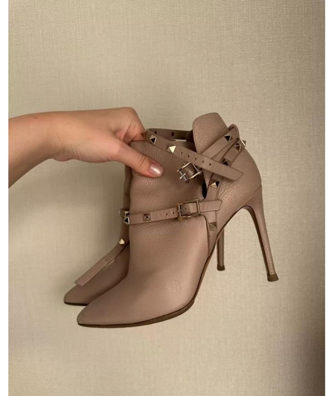 VALENTINO Розовые кожаные полусапоги, фото 3