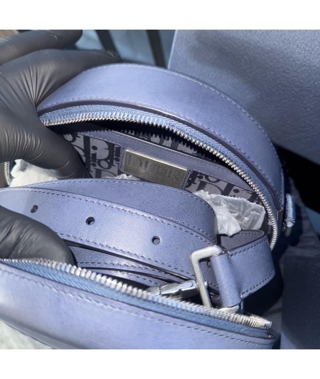 STONE ISLAND Темно-синяя кожаная сумка на плечо, фото 7