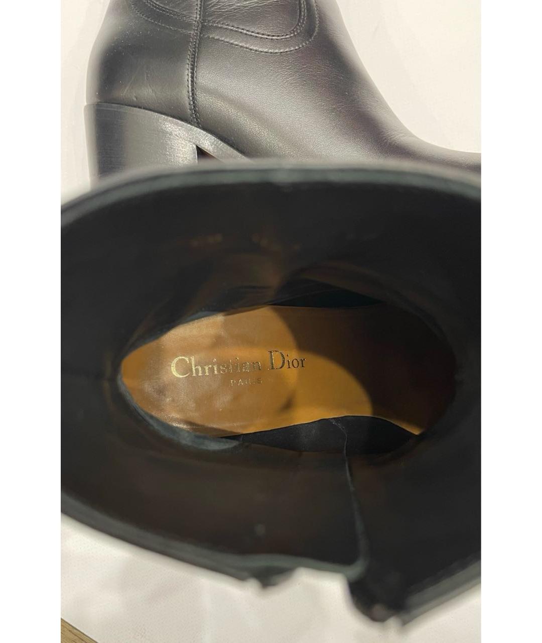 CHRISTIAN DIOR Черные кожаные ботильоны, фото 3