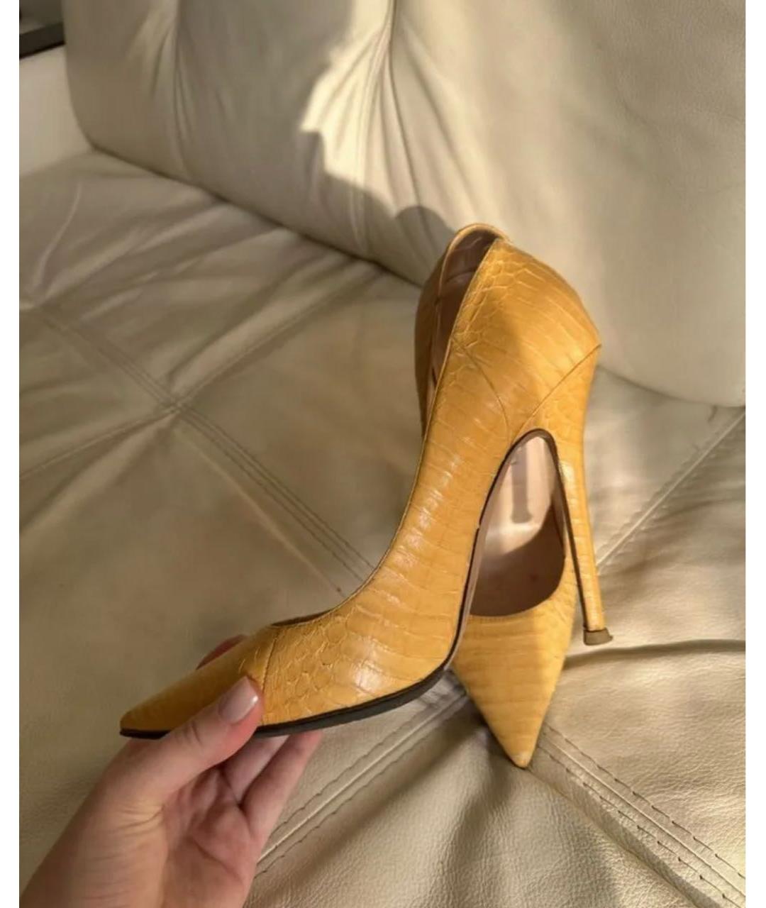 JIMMY CHOO Желтые кожаные туфли, фото 5