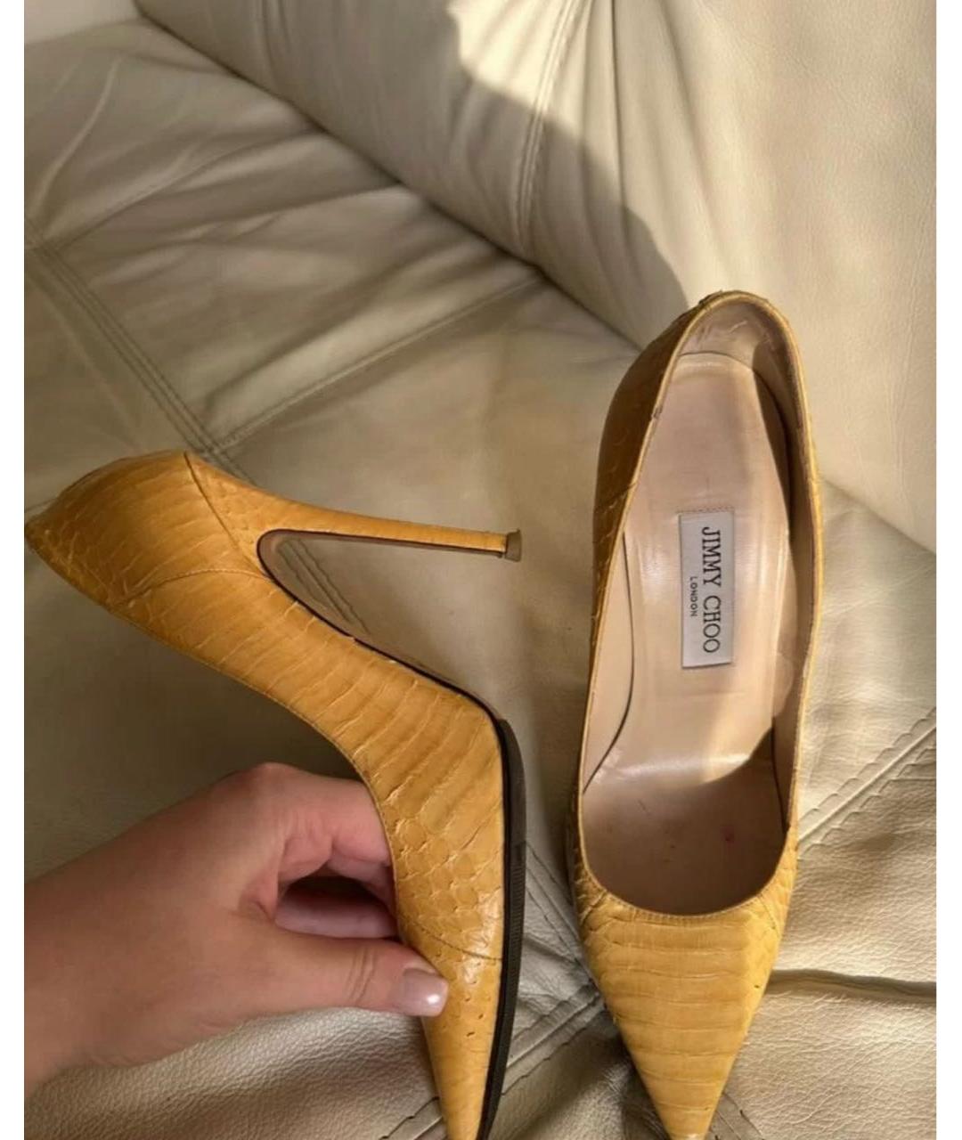 JIMMY CHOO Желтые кожаные туфли, фото 4