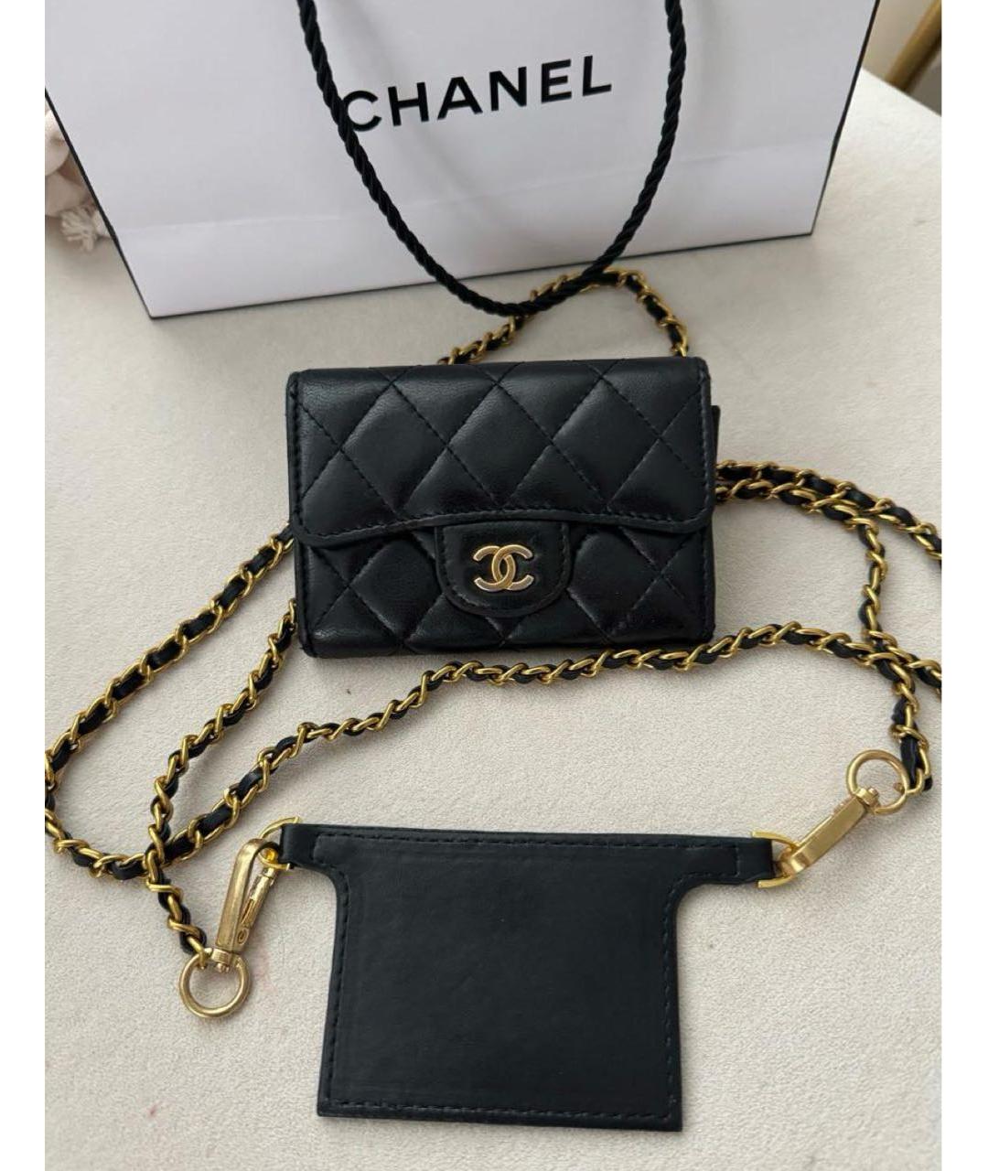 CHANEL Черная кожаная сумка через плечо, фото 4