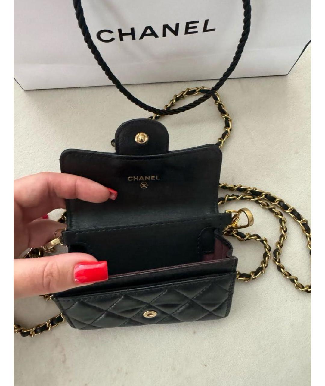 CHANEL Черная кожаная сумка через плечо, фото 6