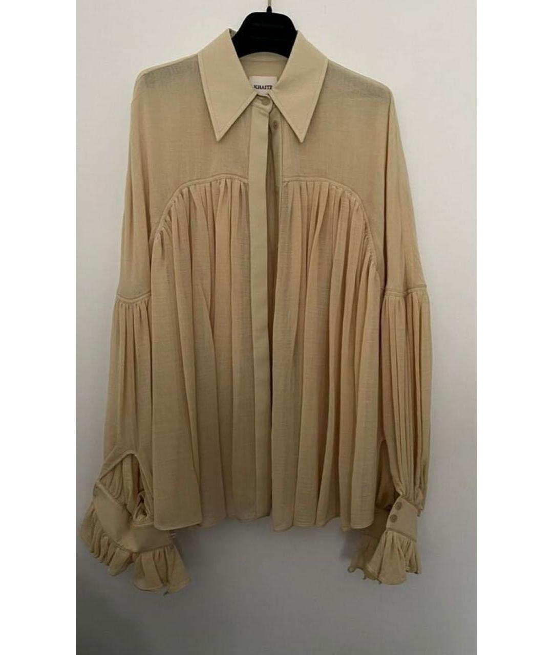 KHAITE Бежевая шерстяная блузы, фото 6