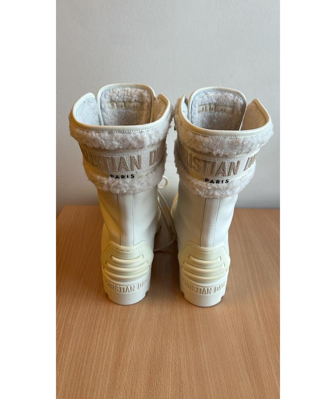 CHRISTIAN DIOR Бежевые кожаные ботинки, фото 4