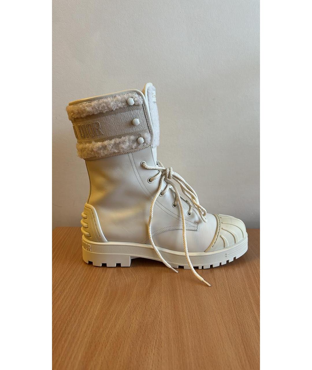 CHRISTIAN DIOR Бежевые кожаные ботинки, фото 9