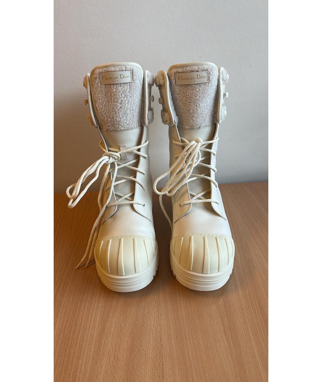 CHRISTIAN DIOR Бежевые кожаные ботинки, фото 2
