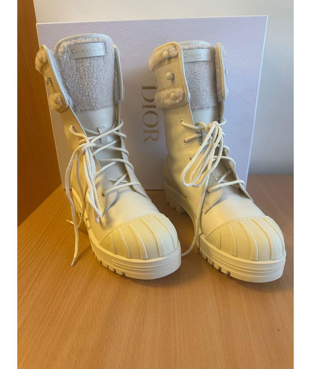 CHRISTIAN DIOR Бежевые кожаные ботинки, фото 5