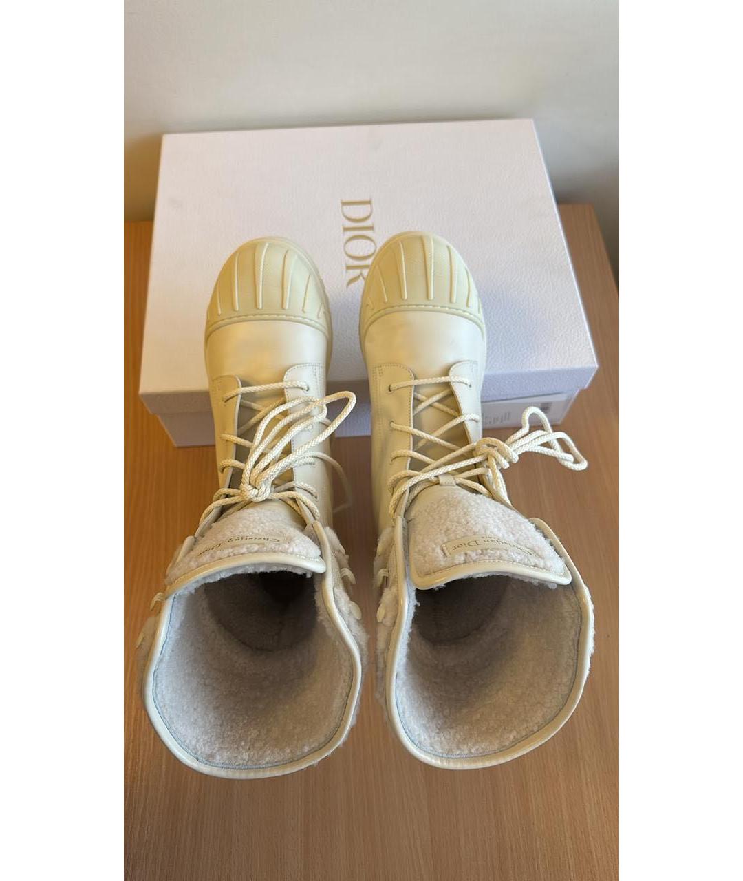 CHRISTIAN DIOR Бежевые кожаные ботинки, фото 3