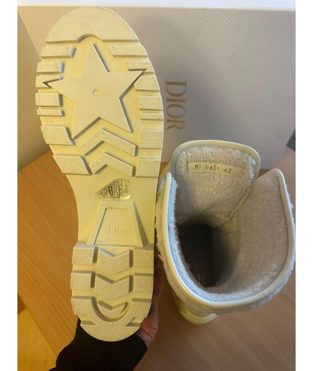 CHRISTIAN DIOR Бежевые кожаные ботинки, фото 6