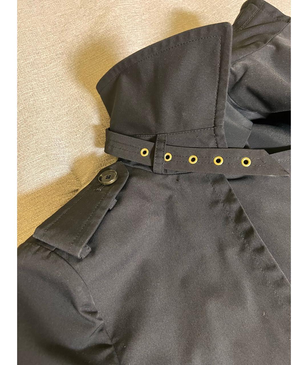 FERRAGAMO Черный хлопковый тренч/плащ, фото 4