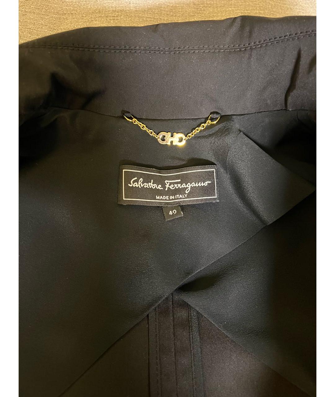 FERRAGAMO Черный хлопковый тренч/плащ, фото 3
