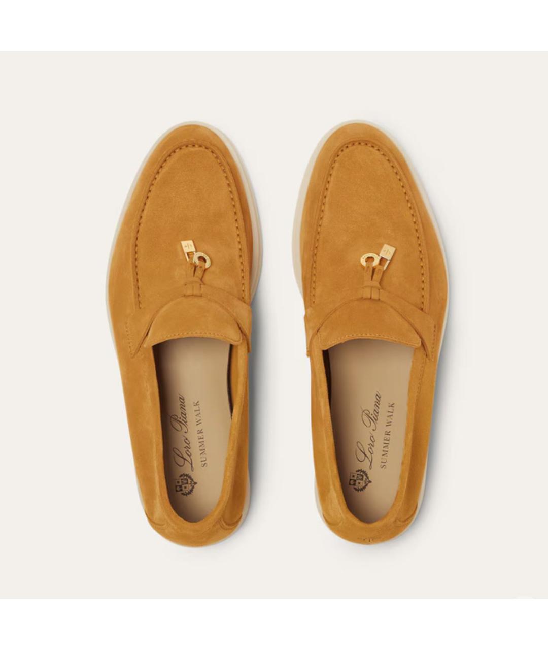 LORO PIANA Горчичные замшевые лоферы, фото 4