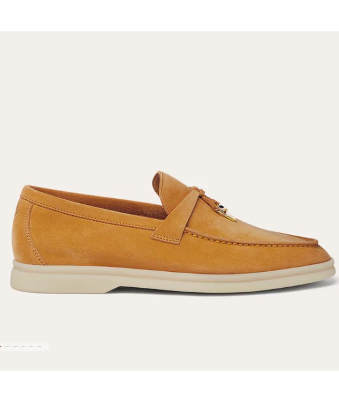 LORO PIANA Горчичные замшевые лоферы, фото 5