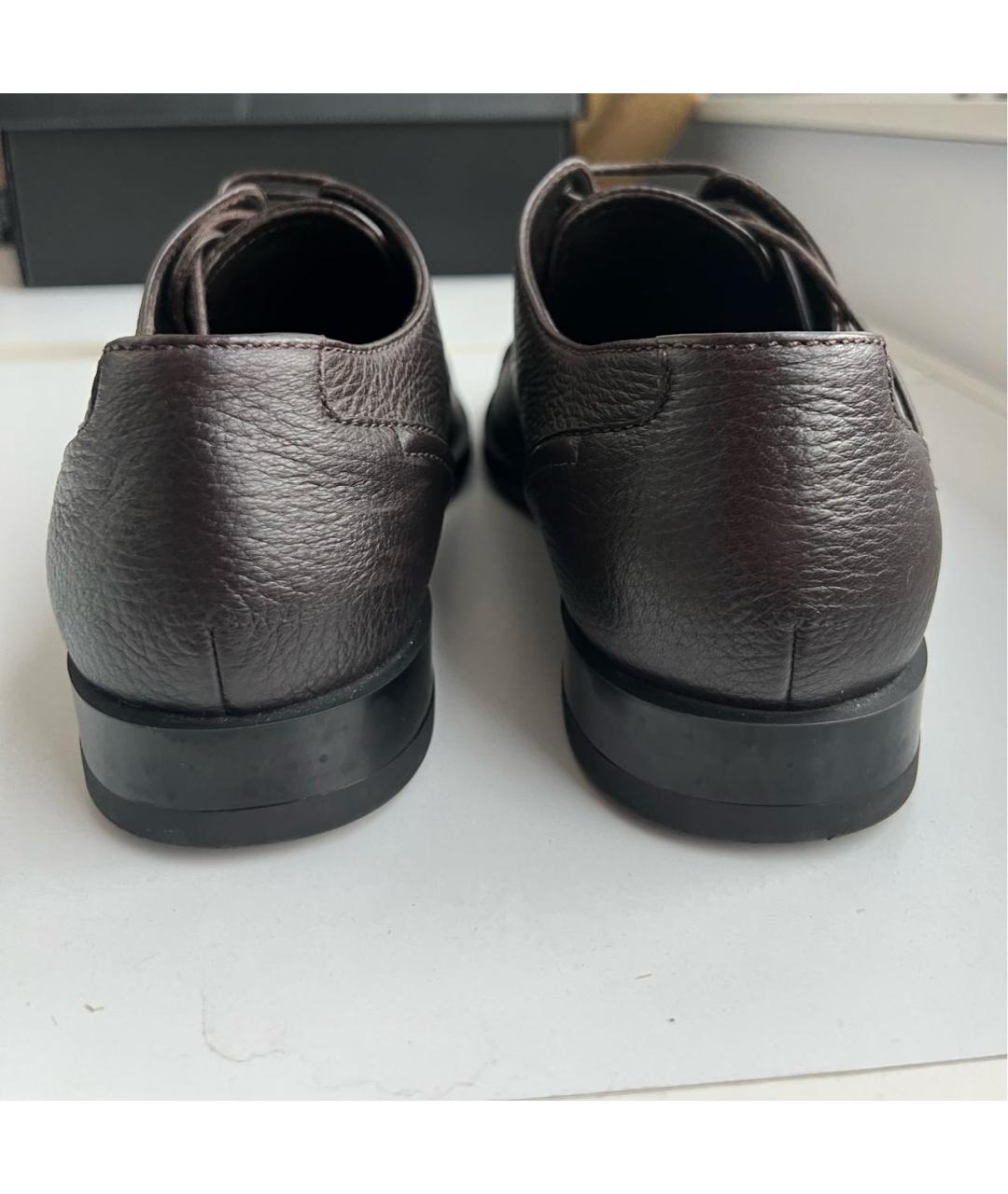 ERMENEGILDO ZEGNA XXX Коричневые кожаные туфли, фото 3
