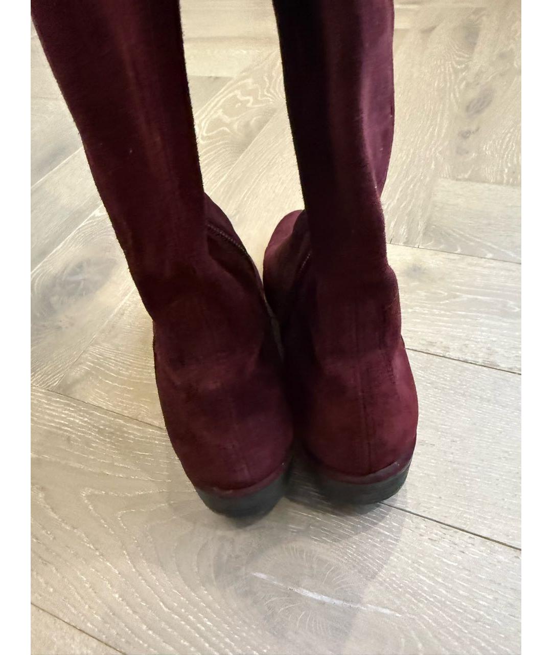 STUART WEITZMAN Бордовые замшевые ботфорты, фото 4