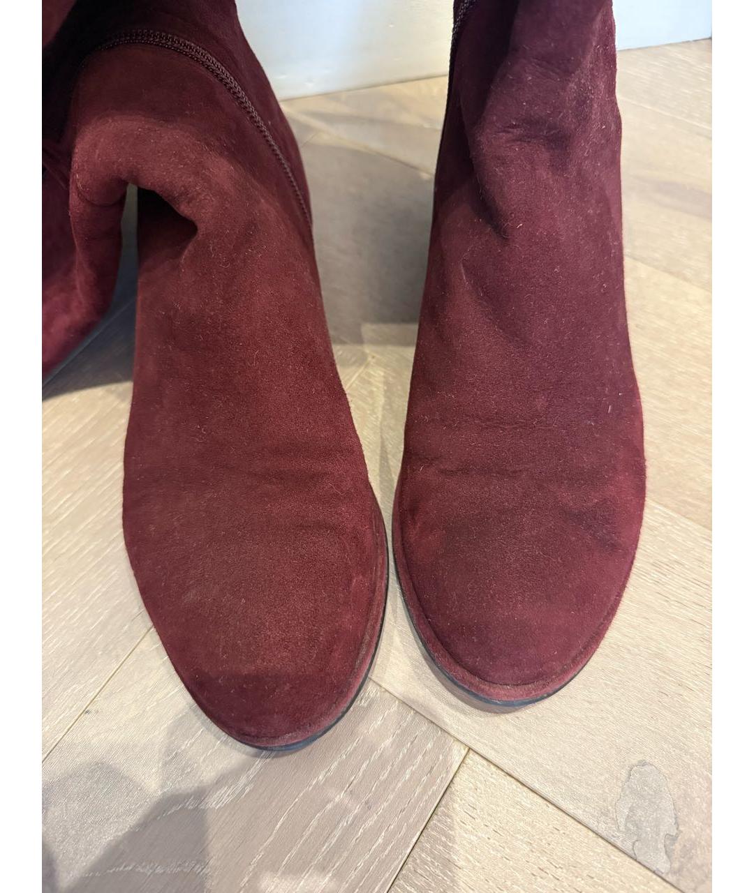 STUART WEITZMAN Бордовые замшевые ботфорты, фото 2
