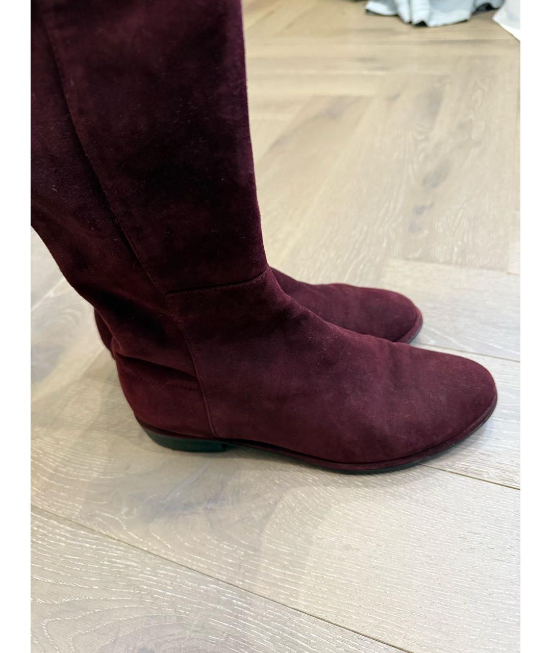 STUART WEITZMAN Бордовые замшевые ботфорты, фото 3