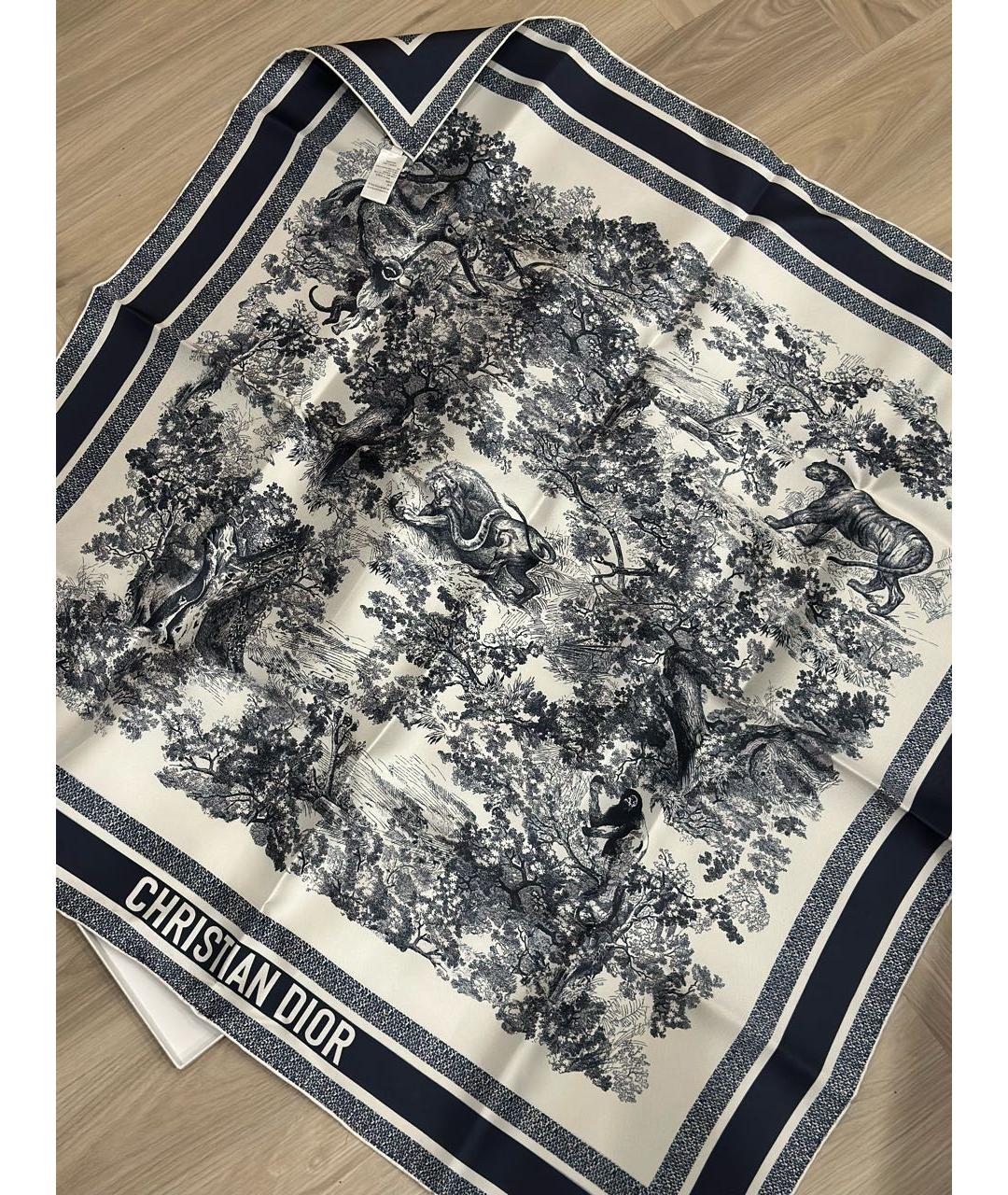 CHRISTIAN DIOR Темно-синий шелковый платок, фото 8