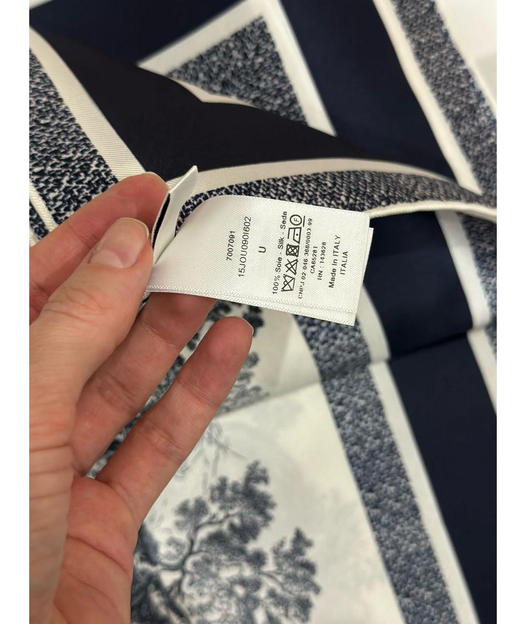 CHRISTIAN DIOR Темно-синий шелковый платок, фото 6