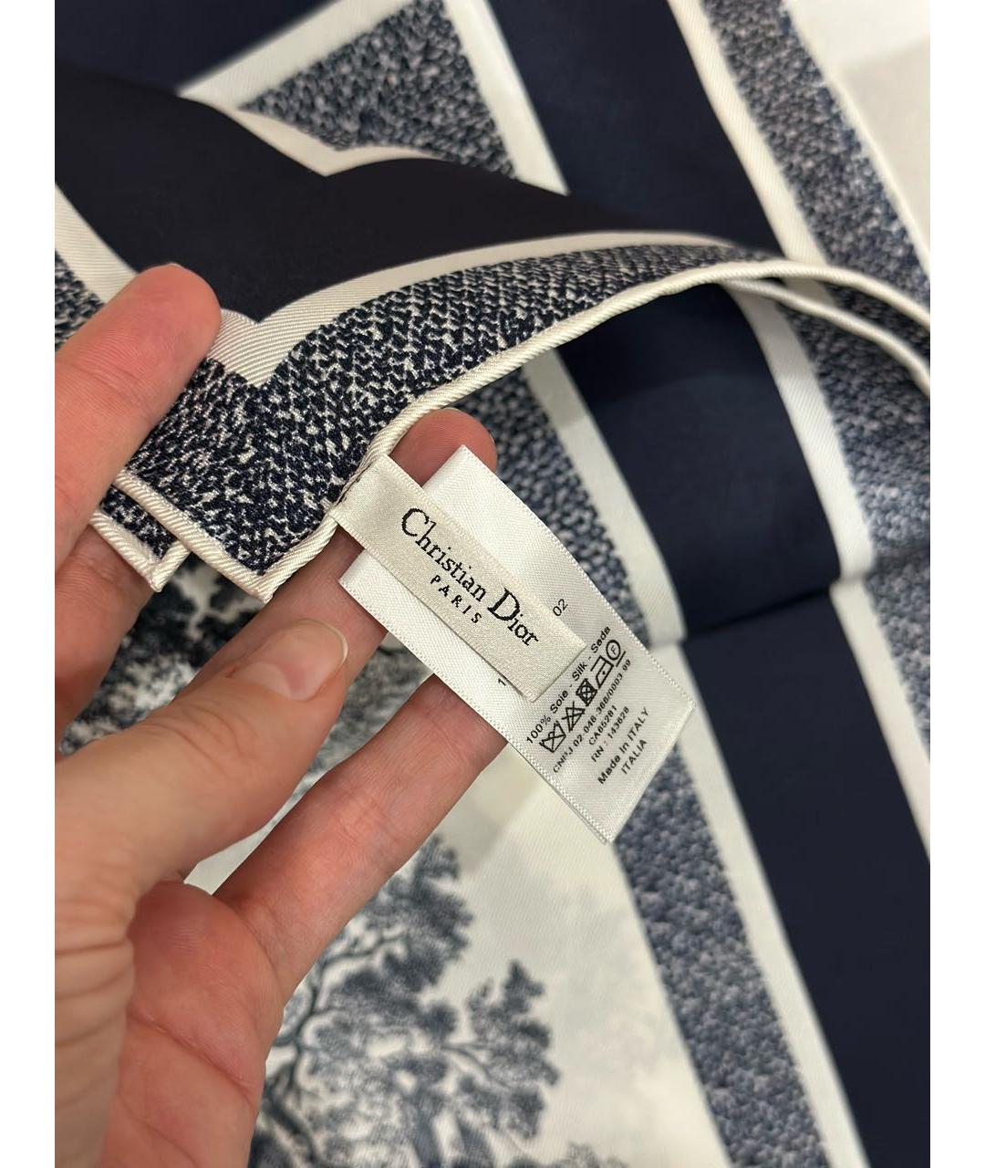 CHRISTIAN DIOR Темно-синий шелковый платок, фото 3